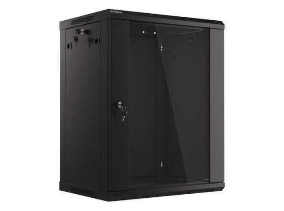 ARMOIRE RACK 19" MONTAGE MURAL 15U/600X450 (FLAT PACK) AVEC PORTE EN VERRE NOIR LANBERG V2
