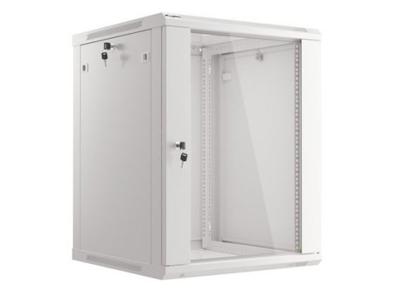 ARMOIRE RACK 19" MONTAGE MURAL 15U/600X600 (FLAT PACK) AVEC PORTE EN VERRE GRIS LANBERG V2