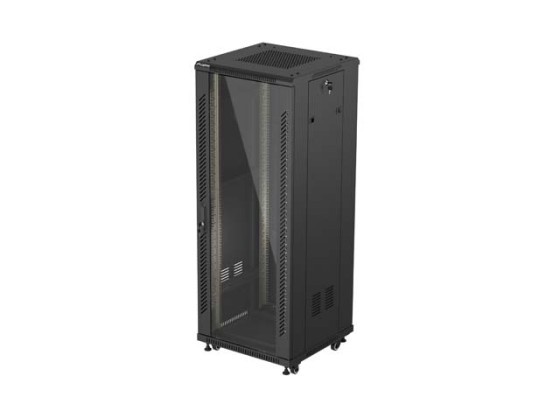 ARMOIRE RACK 19" FREE-STANDING 32U/600X600 (FLAT PACK) AVEC PORTE EN VERRE NOIR LANBERG
