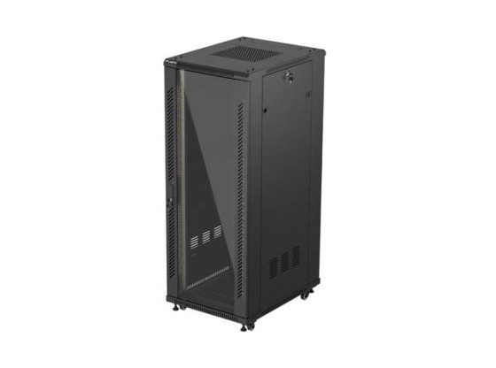 ARMOIRE RACK 19" FREE-STANDING 32U/600X800 (FLAT PACK) AVEC PORTE EN VERRE NOIR LANBERG
