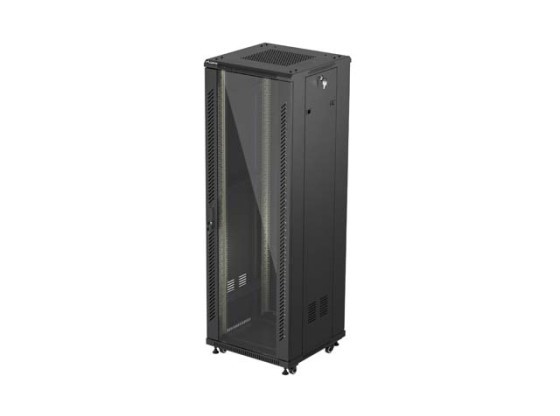 ARMOIRE RACK 19" AUTOPORTANTE 37U/600X600 (FLAT PACK) AVEC PORTE EN VERRE NOIR LANBERG