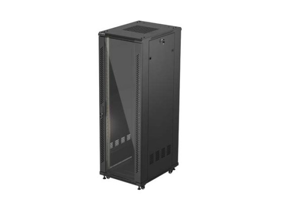 ARMOIRE RACK 19" AUTOPORTANTE 37U/600X800 (FLAT PACK) AVEC PORTE EN VERRE NOIR LANBERG