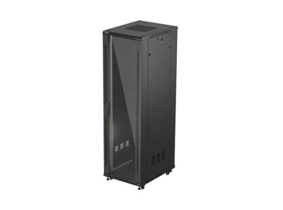 ARMOIRE RACK 19" AUTOPORTANTE 42U/600X800 (FLAT PACK) AVEC PORTE EN VERRE NOIR LANBERG