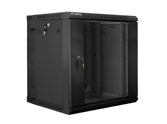 ARMOIRE RACK 19" DOUBLE SECTION MONTAGE MURAL 12U/600X600 (FLAT PACK) NOIR LANBERG