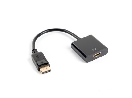 CÂBLE ADAPTATEUR DISPLAYPORT(M) 1.2->HDMI(F) 10CM NOIR LANBERG