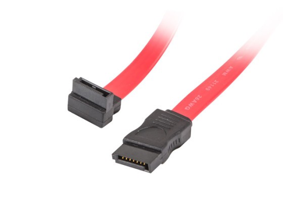 SATA DATA III (6GB/S) F/F CABLE 50CM COUDE VERS LE BAS/DROIT ROUGE LANBERG