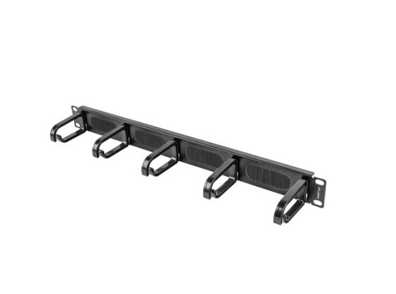 19" CABLE MANAGEMENT BRUSH PANEL 5 RINGS TYPE B 1U BLACK LANBERG