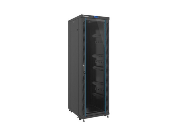 ARMOIRE RACK 19" AUTOPORTANTE 37U/600X800 (FLAT PACK) AVEC PORTE VITRÉE LCD NOIR LANBERG