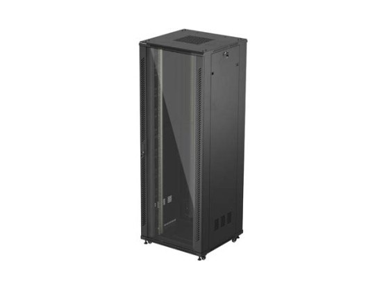 ARMOIRE D'INSTALLATION RACKABLE 19" 47U 800X800 NOIR PORTE EN VERRE LANBERG (FLAT PACK)