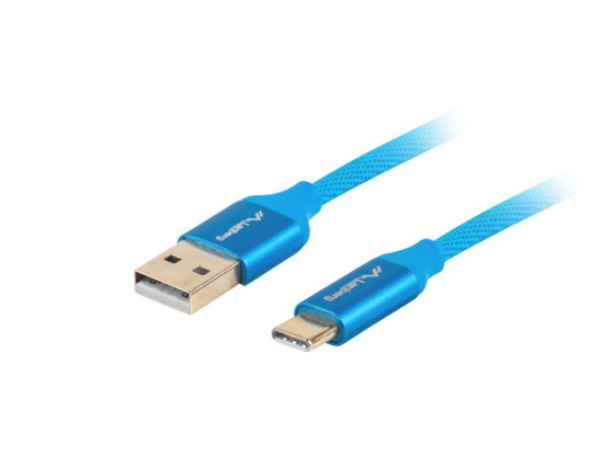 USB-C(M)-&gt;USB-A(M) 2.0 CABLE 1M BLUE PREMIUM QC 3.0 LANBERG
