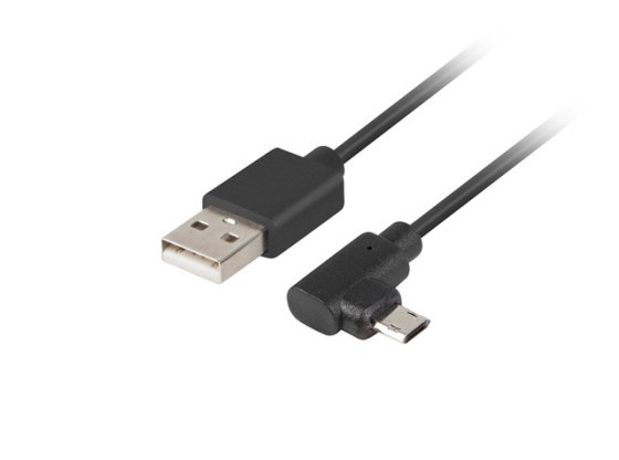 CÂBLE USB MICRO(M)-&gt;USB-A(M) 2.0 1,8M COUDÉ GAUCHE/DROITE MICRO EASY-USB NOIR LANBERG