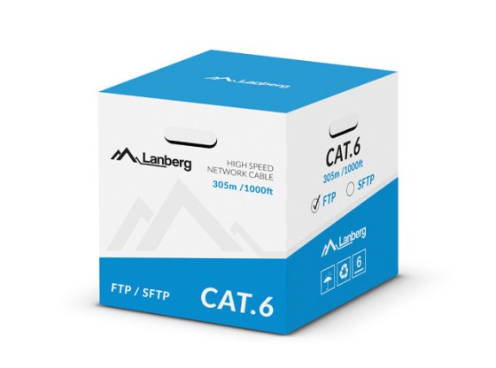 CÂBLE LAN CAT.6 FTP 305M SOLID CU GREY CPR + FLUKE PASSED LANBERG
