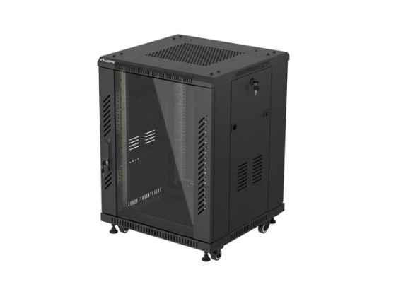 INSTALLATION RACK 19" 15U 600X600 BLACK GLASS DOOR LANBERG (FLAT PACK)