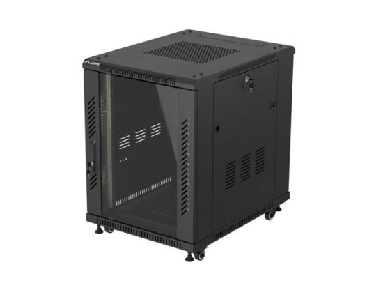 RACK D'INSTALLATION 19" 15U 600X800 NOIR LANBERG PORTE EN VERRE (FLAT PACK)