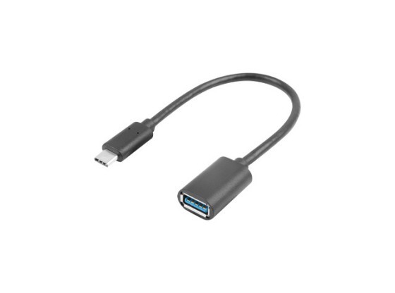 CÂBLE ADAPTATEUR USB-C(M) 3.1-&gt;USB-A(F) 15CM NOIR OTG LANBERG