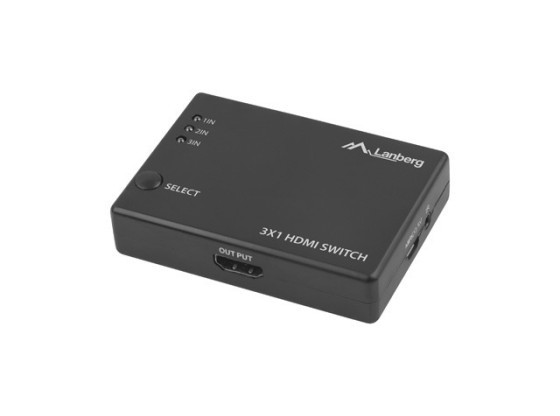 SWITCH VIDEO LANBERG 3X HDMI NOIR + PORT MICRO USB + TÉLÉCOMMANDE