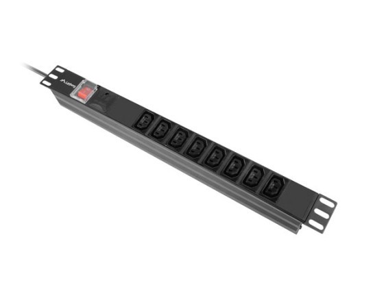 UNITÉ DE DISTRIBUTION D'ALIMENTATION (PDU) 19" LANBERG 1U 16A 2M 8X IEC C13 PRISES NOIR C20