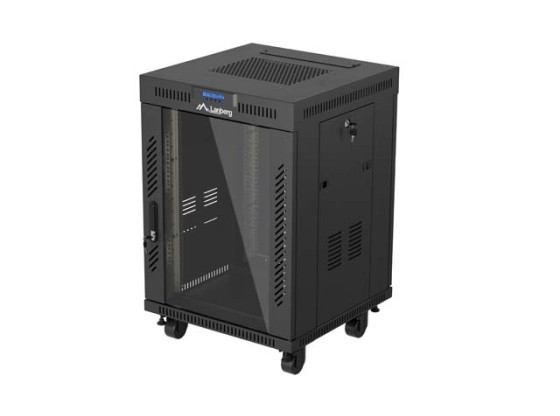 ARMOIRE RACK 19" AUTOPORTANTE 15U/600X600 (FLAT PACK) AVEC PORTE VITRÉE LCD NOIR LANBERG V2