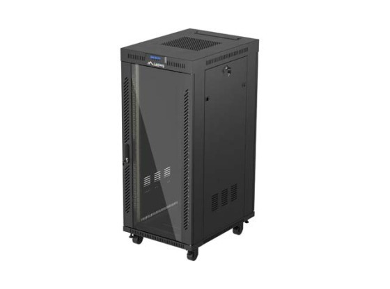 ARMOIRE RACK 19" FREE-STANDING 27U/600X800 (FLAT PACK) AVEC PORTE EN VERRE LCD NOIR LANBERG V2