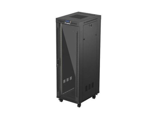 ARMOIRE RACK 19" AUTOPORTANTE 37U/600X800 (FLAT PACK) AVEC PORTE VITRÉE LCD NOIR LANBERG V2