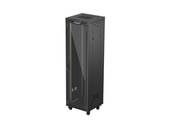 ARMOIRE RACK 19" AUTOPORTANTE 42U/600X600 (FLAT PACK) AVEC PORTE VITRÉE LCD NOIR LANBERG V2