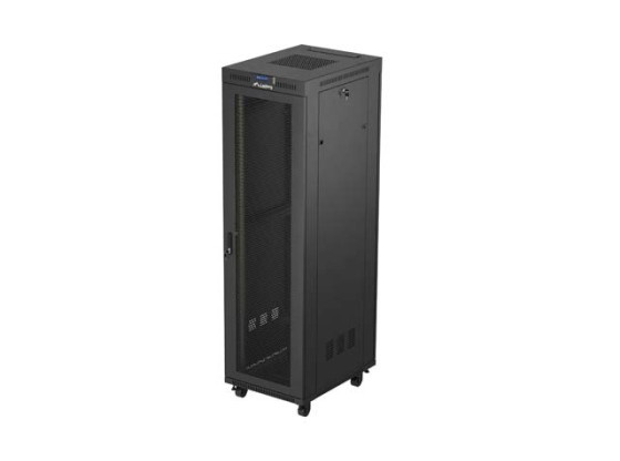 ARMOIRE RACK 19" AUTOPORTANTE 42U/600X800 (FLAT PACK) AVEC PORTE GRILLAGÉE LCD NOIR LANBERG V2