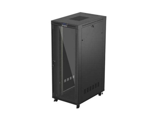 ARMOIRE RACK 19" AUTOPORTANTE 42U/800X1200 (FLAT PACK) AVEC PORTE VITRÉE LCD NOIR LANBERG V2