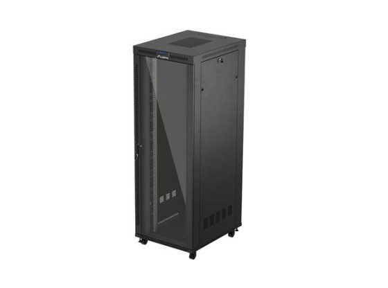 ARMOIRE RACK 19" AUTOPORTANTE 47U/800X1000 (FLAT PACK) AVEC PORTE VITRÉE LCD NOIR LANBERG V2