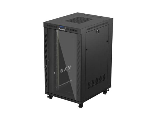ARMOIRE RACK 19" SUR PIED 27U/800X1000 (FLAT PACK) AVEC PORTE VITRÉE LCD NOIR LANBERG V2