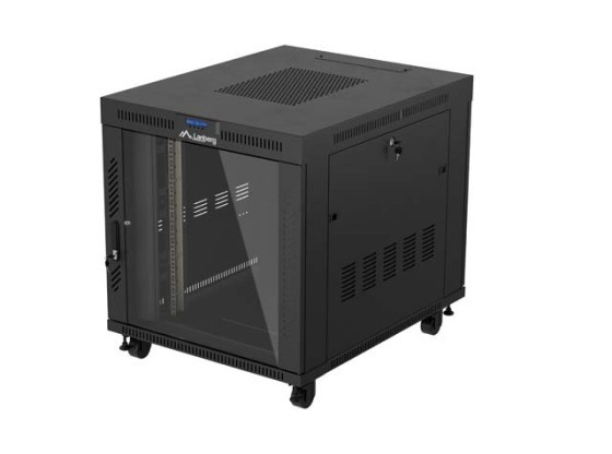 ARMOIRE RACK 19" AUTOPORTANTE 15U/800X1000 (FLAT PACK) AVEC PORTE VITRÉE LCD NOIR LANBERG V2