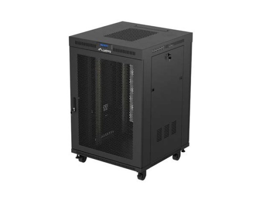 ARMOIRE RACK 19" FREE-STANDING 22U/800X800 (FLAT PACK) NOIR AVEC PORTE EN VERRE LCD LANBERG V2
