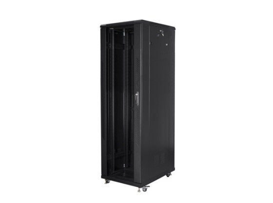 ARMOIRE RACK 19" FREE-STANDING 42U/800X800 AVEC PORTE EN VERRE NOIR LANBERG (ASSEMBLÉ)