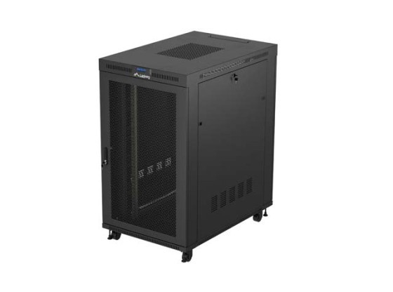ARMOIRE RACK 19" AUTOPORTANTE 27U/800X1200 (FLAT PACK) AVEC PORTE GRILLAGÉE LCD NOIR LANBERG