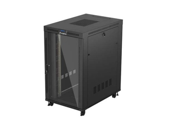 ARMOIRE RACK 19" FREE-STANDING 27U/800X1200 (FLAT PACK) AVEC PORTE EN VERRE LCD NOIR LANBERG