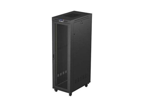 ARMOIRE RACK 19" AUTOPORTANTE 42U/600X1000 (FLAT PACK) AVEC PORTE GRILLAGÉE LCD NOIR LANBERG V2