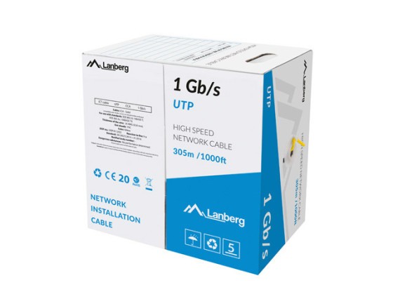 CÂBLE LAN 1GB/S 305M SOLID CCA YELLOW LANBERG