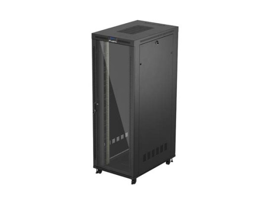ARMOIRE D'INSTALLATION RACKABLE 19" 47U 800X1200 NOIR PORTE VITRÉE LCD LANBERG (FLAT PACK) V2