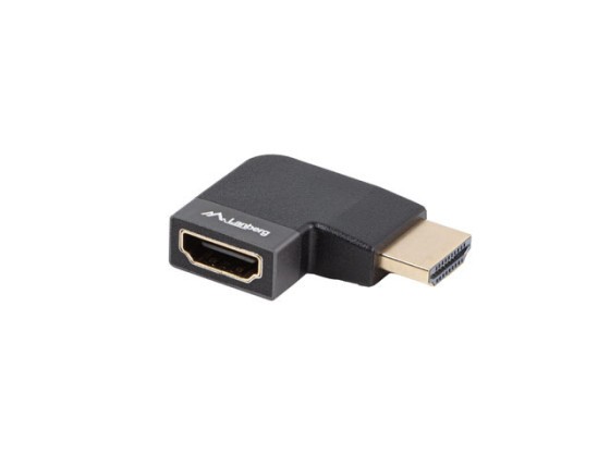 ADAPTATEUR HDMI(M)->HDMI(F) 8K ANGLE DROIT ALUMINIUM ARGENT LANBERG