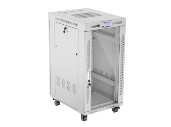 INSTALLATION RACK 19" 22U 600X800 GRIS PORTE VITRÉE LCD LANBERG (FLAT PACK) V2