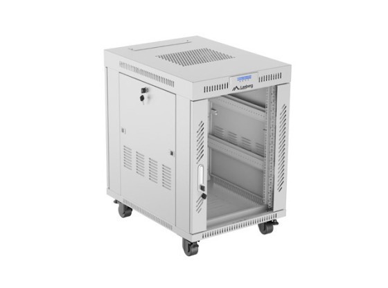 INSTALLATION RACK 19" 15U 600X800 GRIS PORTE VITRÉE LCD LANBERG (FLAT PACK) V2