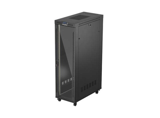 INSTALLATION RACK 19" 42U 600X1200 BLACK GLASS DOOR LCD LANBERG (FLAT PACK) V2