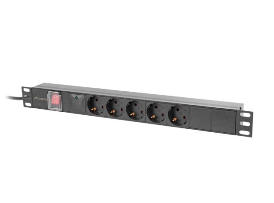 MULTIPRISE RACK PDU 19" LANBERG 1U 16A 5X 230V SCHUKO 2M NOIR