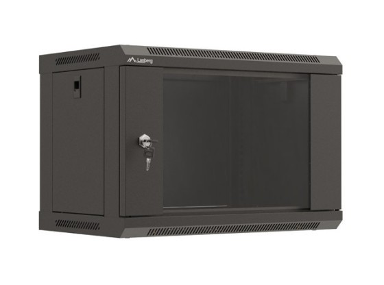 INSTALLATION RACK 19" 6U 540X350 BLACK GLASS DOOR LANBERG (FLAT PACK)