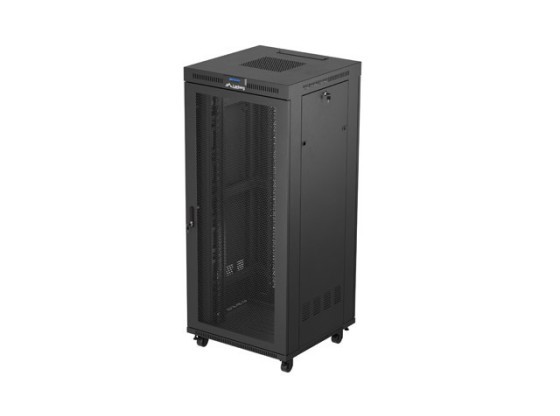 ARMOIRE D'INSTALLATION RACKABLE 19" 37U 800X800 NOIR LCD PORTE PERFORÉE LANBERG (FLAT PACK)
