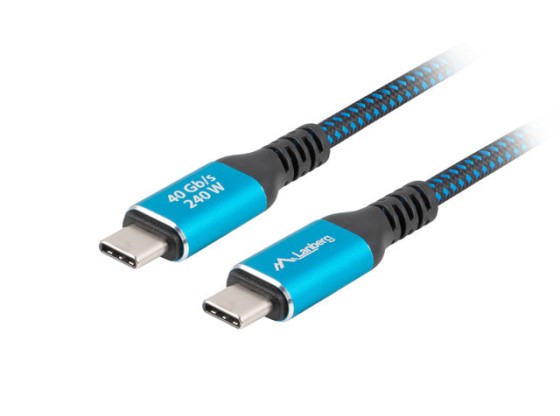 CABLE USB-C M/M USB4 0,5M 240W 8K 60HZ NOIR-BLEU LANBERG