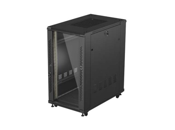 RACK D'INSTALLATION 19" 22U 600X1000 NOIR LANBERG PORTE EN VERRE (FLAT PACK)