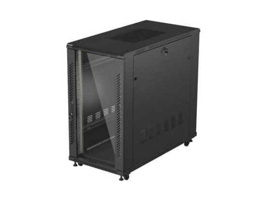 ARMOIRE D'INSTALLATION RACK 19" 22U 600X1200 NOIR PORTE EN VERRE LANBERG (FLAT PACK)