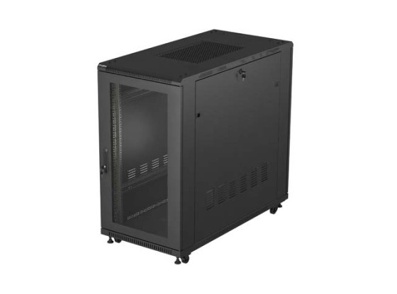 ARMOIRE D'INSTALLATION RACK 19" 22U 600X1200 NOIR PORTE PERFORÉE LANBERG (FLAT PACK)