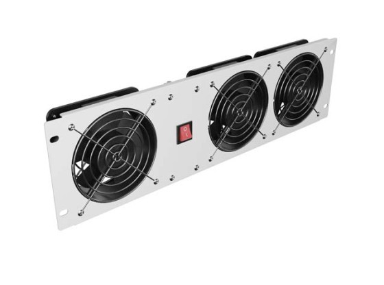 PANNEAU DE VENTILATION VERTICAL 19" 3U POUR RACK TROIS VENTILATEURS 230V GRIS LANBERG