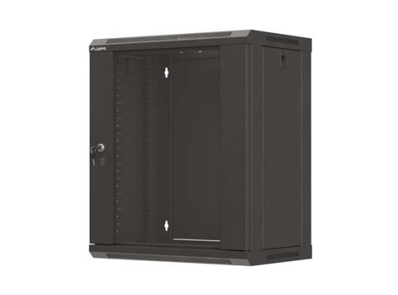 INSTALLATION RACK 19" 12U 540X350 BLACK GLASS DOOR LANBERG (FLAT PACK)